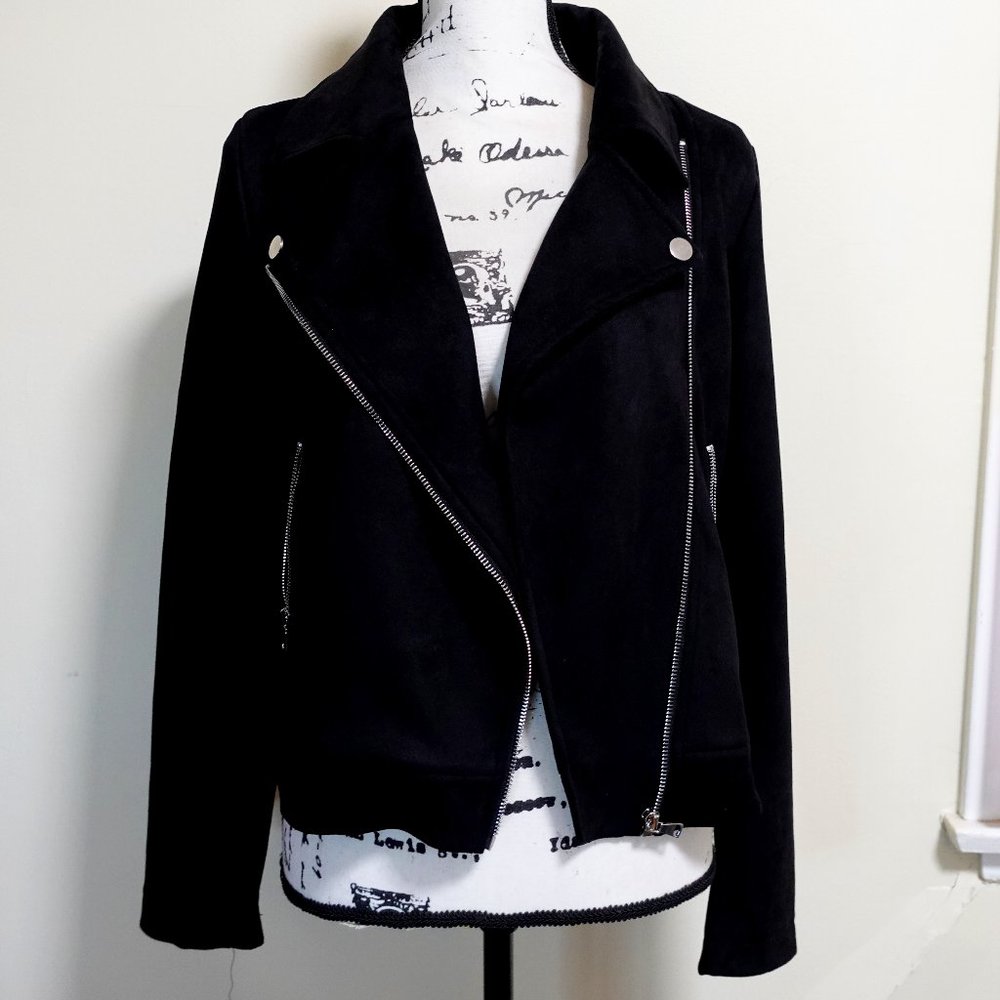 Black blazer, faux suede, zipper blazer